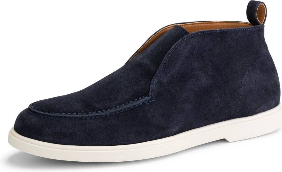 DEN BROECK DenBroeck Franklin St. Halfhoge instappers heren Suede leren schoenen Navy blauw leer