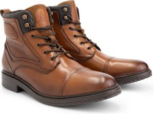 DEN BROECK DenBroeck Hawkins St. Hoge heren veterschoenen Gevoerde boots Cognac Bruin Leer