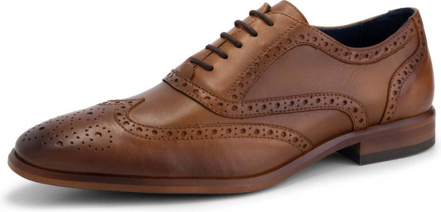 DEN BROECK DenBroeck State St. Nette lage heren veterschoenen Broques mannen Cognac Bruin leer