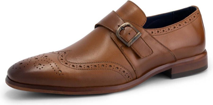 DEN BROECK DenBroeck Whitehall St. Nette lage gespschoenen heren Broques mannen Cognac Bruin leer