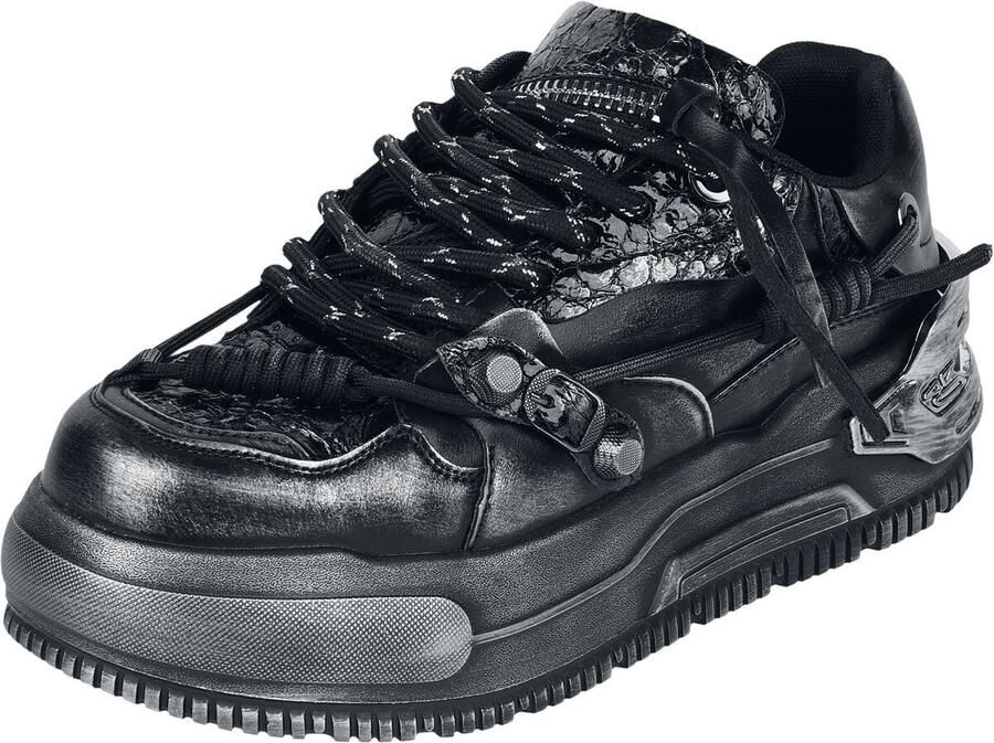 Denatured by KOI Metamorphosis Men s Distressed Platform Trainers Black Fade Heren Sneakers zwart