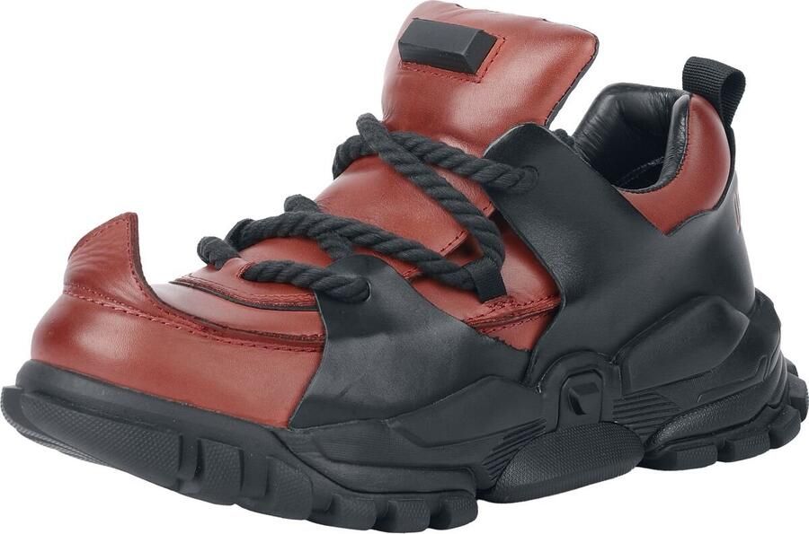 Denatured by KOI Serpentbone Full Grain Leather Men s Utility Shoes Scarlett Black Heren Sneakers rood zwart