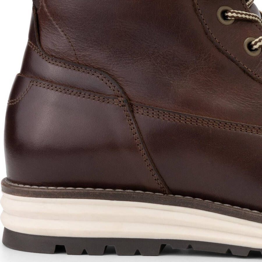 DEN BROECK DenBroeck Ferry St. Hoge leren herensneaker Gevoerde veterboots Bruin Leer