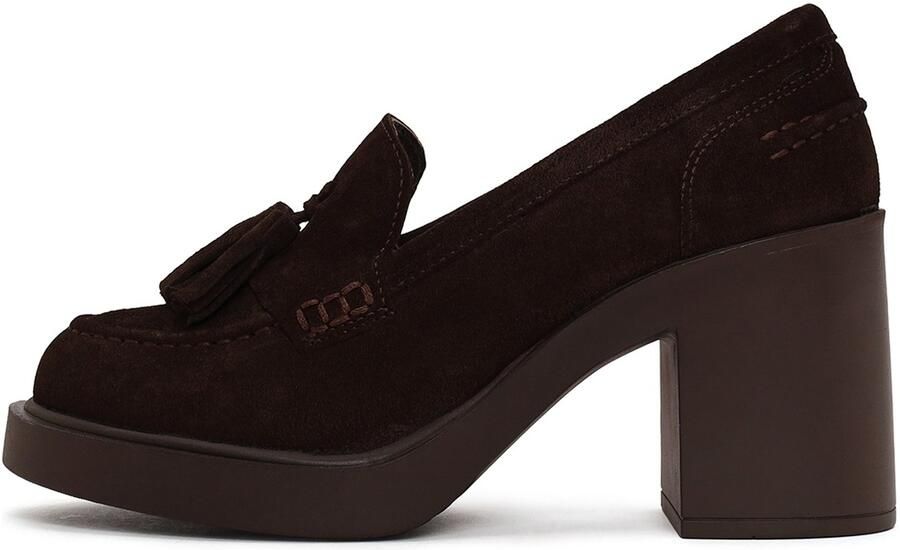 DERIMOD Blokhak Plateau Kwastjes Loafers Leren Blokhak Plateau Kwastjes