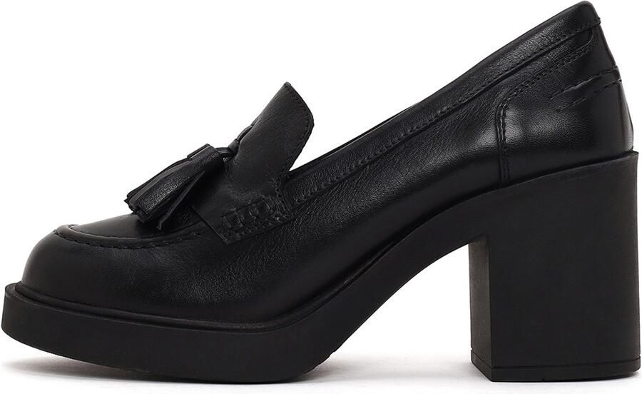 DERIMOD Blokhak Plateau Loafers Leren Blokhak Plateau