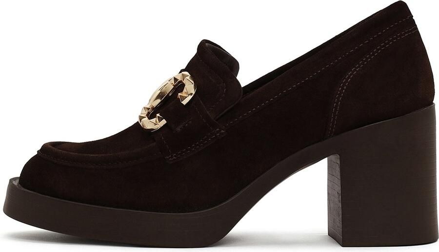DERIMOD Blokhak-slip-onloafers Leren Blokhak-slip-onloafers