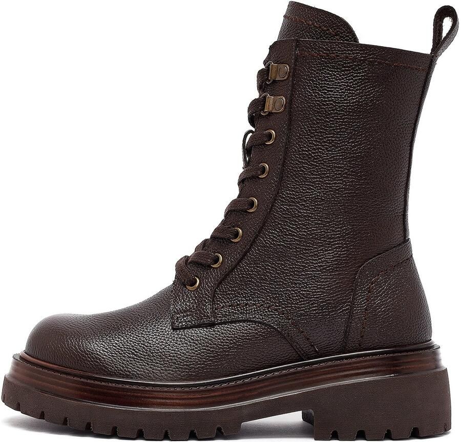 DERIMOD Chunky Combat Boots Echt Leren Chunky Combat