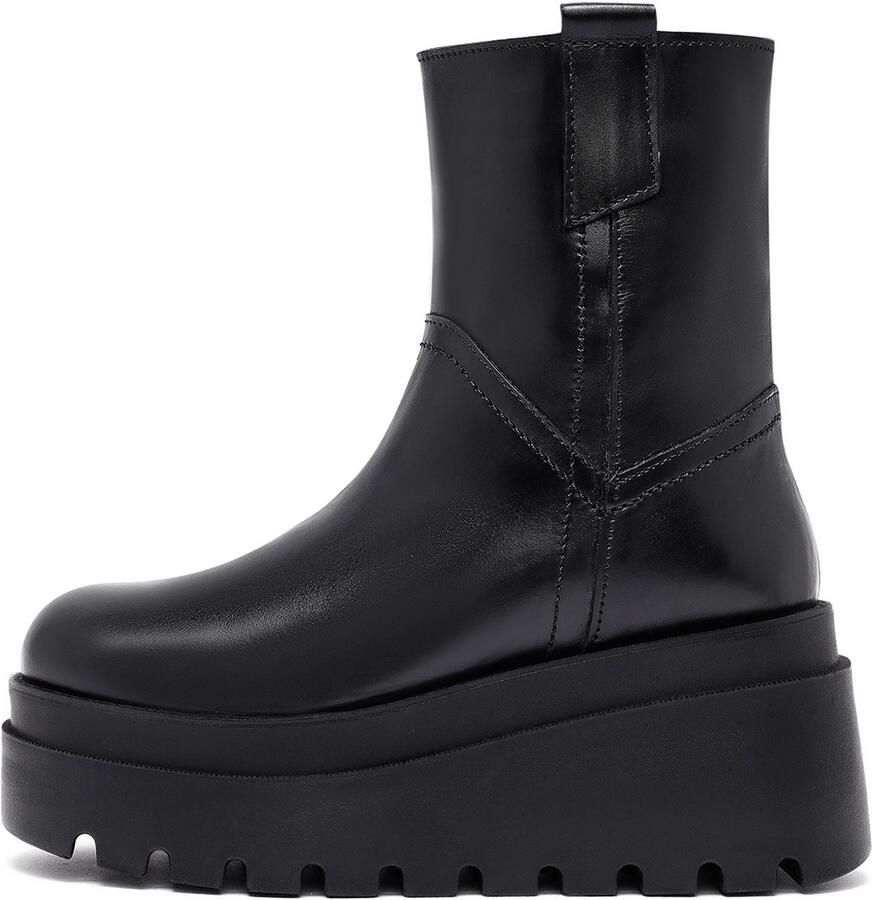 DERIMOD Chunky Platformlaarzen Leren Chunky Platformlaarzen