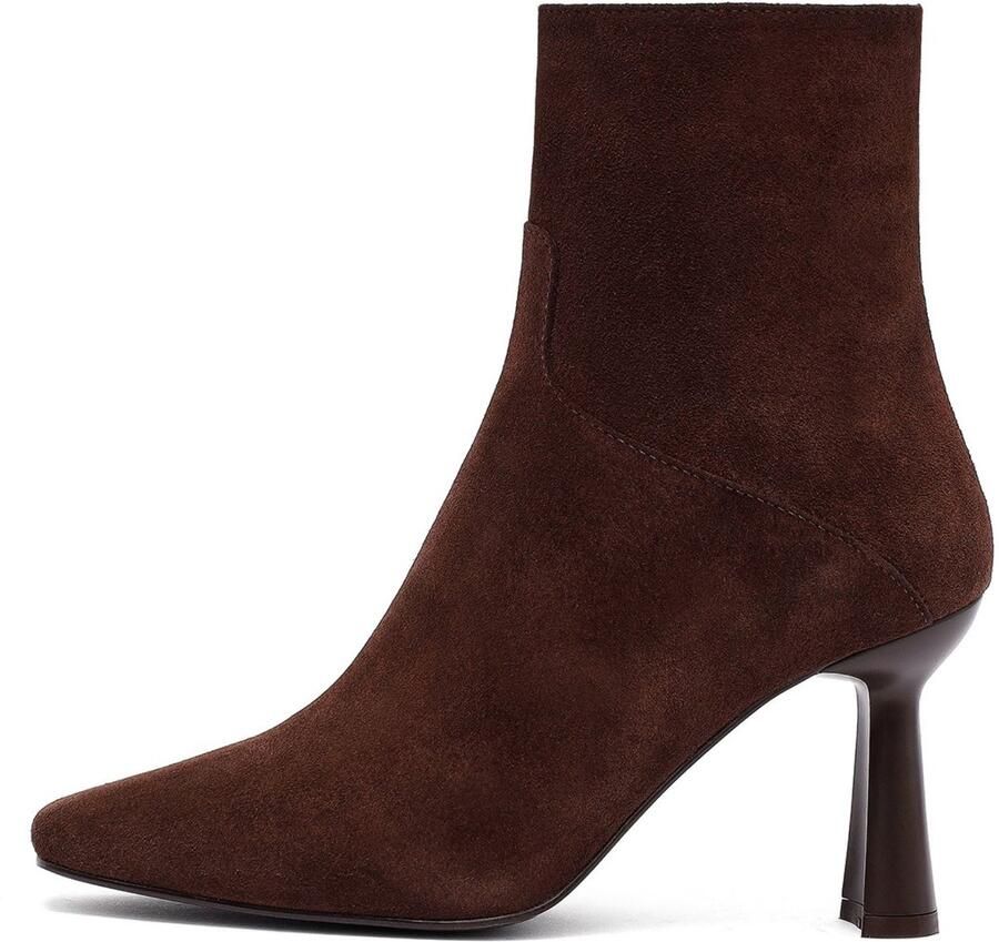 DERIMOD Heeled Ankle Boots Suede Leather Heeled Ankle