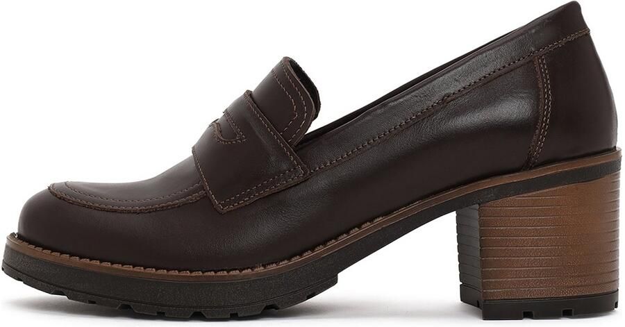 DERIMOD Loafers Met Middelhoge Blokhak Echt Leren Loafers Met Middelhoge Blokhak