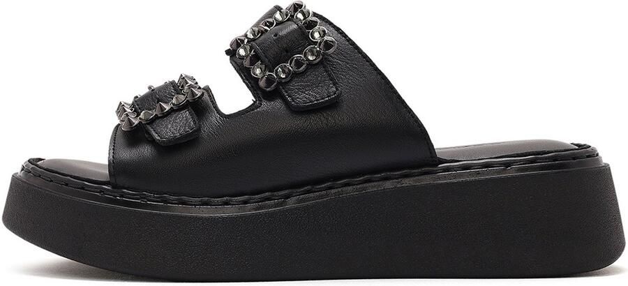 DERIMOD Muiltjes Leren Muiltjes With Rhinestone Details