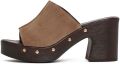 DERIMOD Muiltjes Met Hoge Hak Suède High Heel - Zand