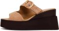 DERIMOD Muiltjes Met Sleehak Suède Wedge - Beige