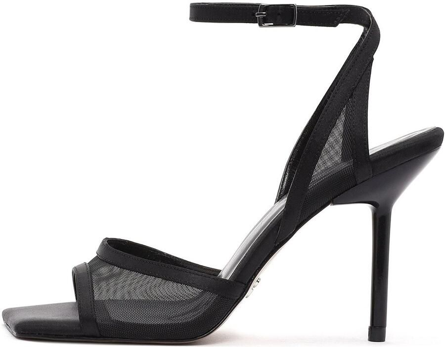 DERIMOD Sandalen Met Hoge Hak Imitation Leren High Heel Sandalen With Mesh Detail
