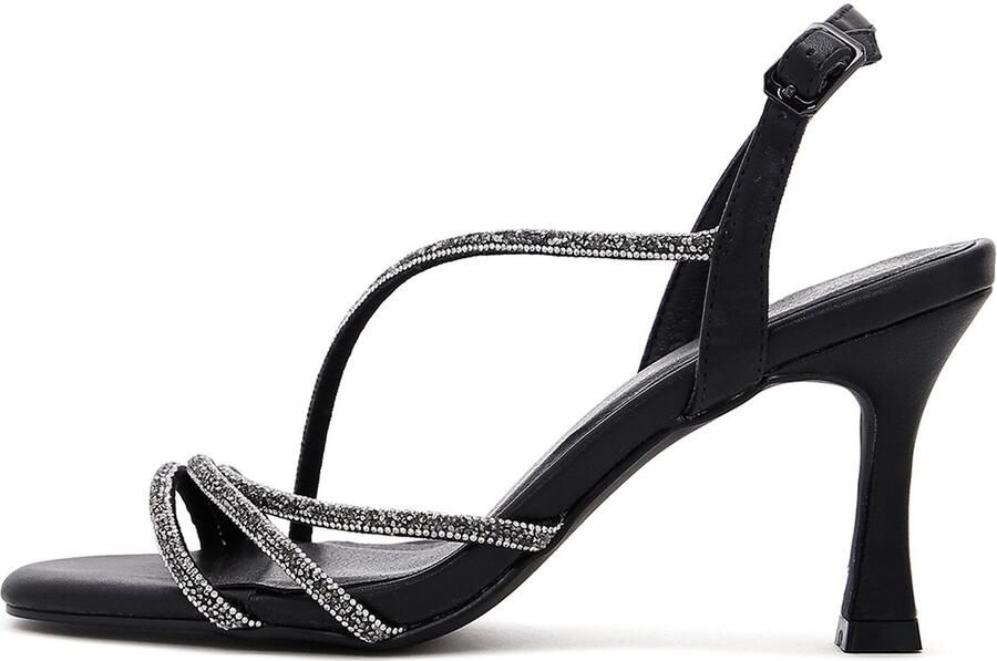 DERIMOD Sandalen Met Hoge Hak Imitation Leren High Heel Sandalen With Rhinestone Details