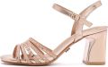 DERIMOD Sandalen Met Hoge Hak Imitation Leren High Heel Sandalen With Rhinestone Details - Rose/Goud