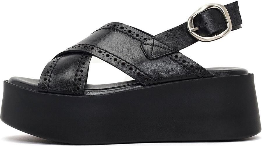 DERIMOD Sandalen Met Sleehak Leren Wedge