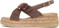 DERIMOD Sandalen Met Sleehak Suède Wedge - Taupe