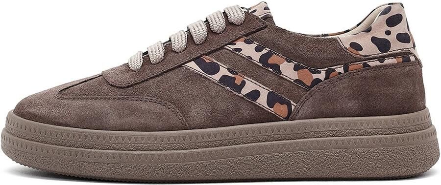 Derimod Sneakers laag taupe ombergrijs lichtbruin zwart