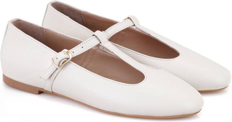 DESA Ballerina's Leer Beige Vrouwen Schoenpunt: Ronde
