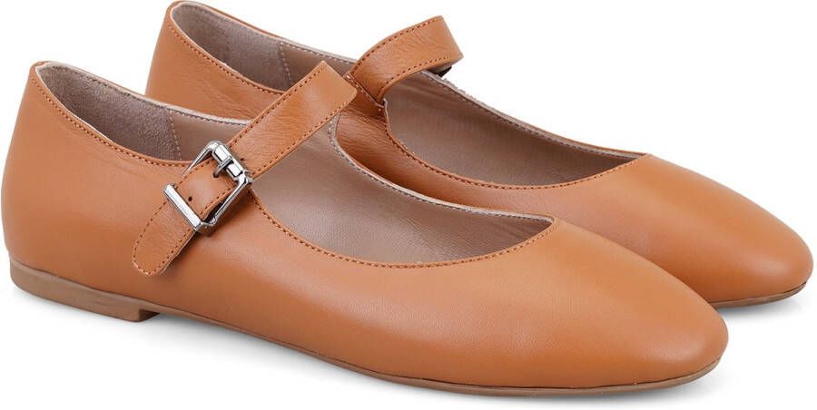 DESA Ballerina's Leer Bruin Vrouwen Schoenpunt: Nez rond