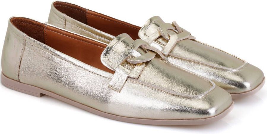DESA Ballerina's Leer Goud Vrouwen Schoenpunt: Nez rond