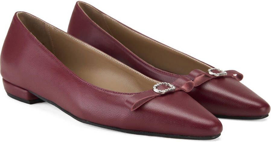 DESA Ballerina's Leer Rood Vrouwen Schoenpunt: Nez pointu