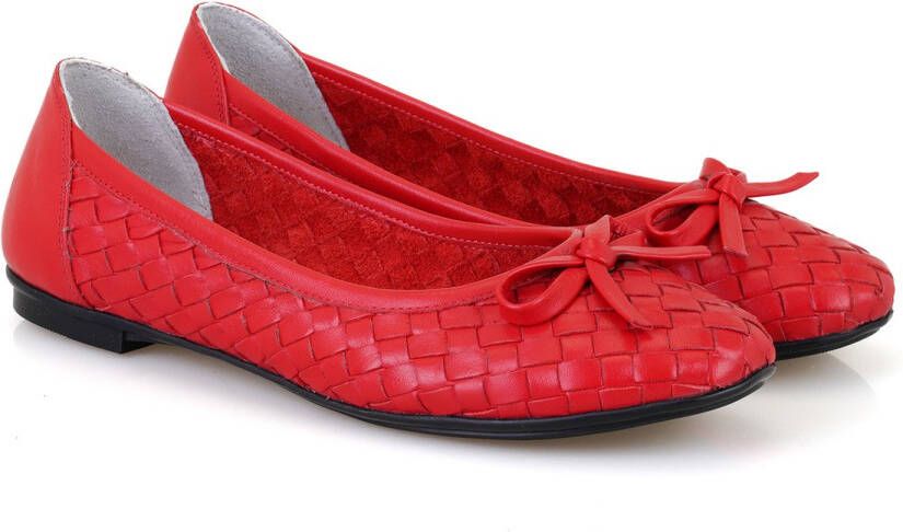 DESA Ballerina's Leer Rood Vrouwen Schoenpunt: Nez rond
