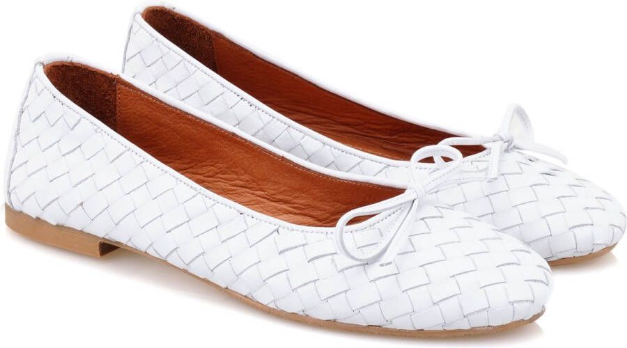 DESA Ballerina's Leer Wit Vrouwen Schoenpunt: Nez rond