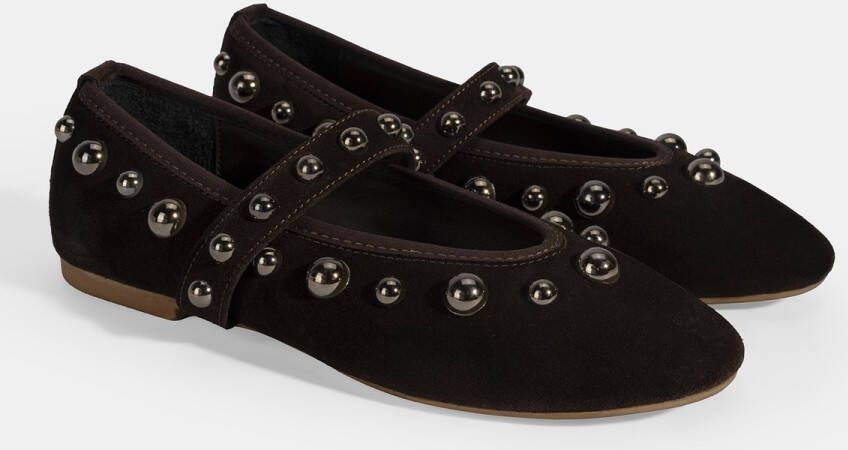 DESA Ballerina's Suède Bruin Vrouwen Schoenpunt: Ronde