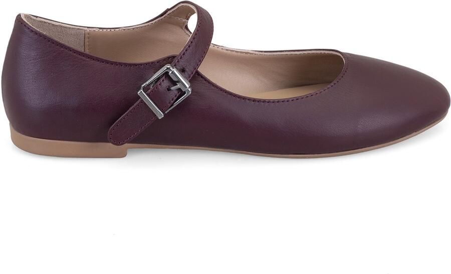 DESA Ballerina's Leer Bordeaux Vrouwen Schoenpunt: Nez rond