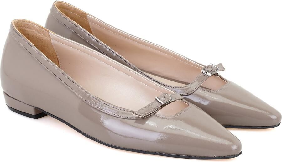 DESA Ballerina's Leer Bruin Vrouwen Schoenpunt: Ronde