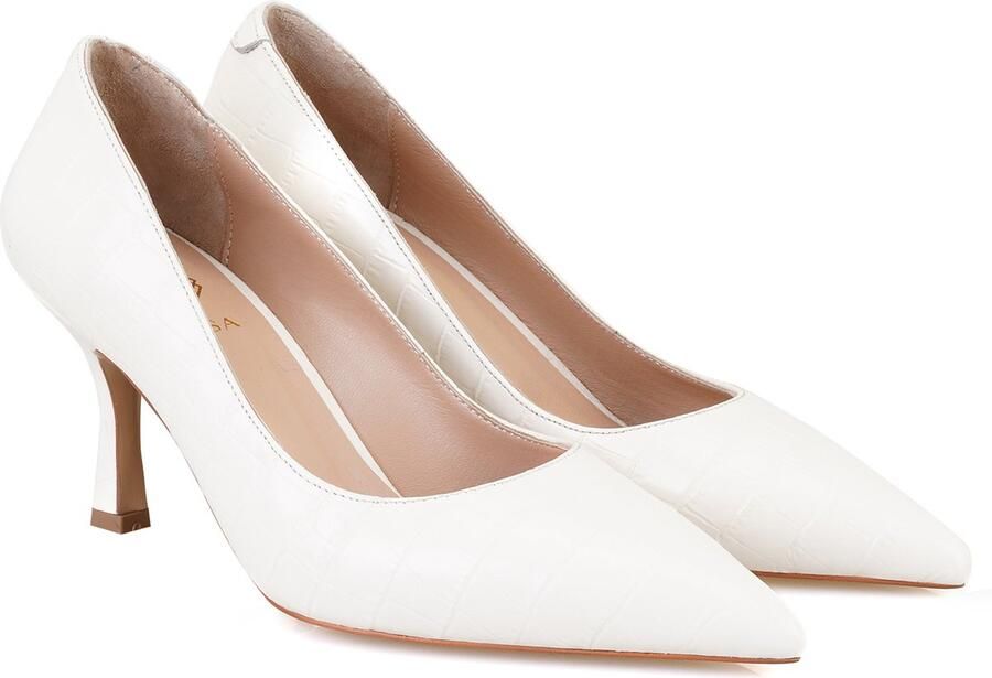 DESA Hakken Leer Beige Vrouwen Schoenpunt: Puntige