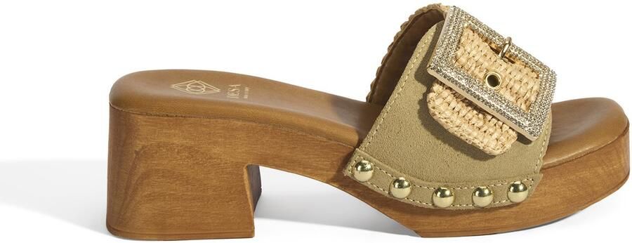 DESA Muiltje Canvas Beige Vrouwen Schoenpunt: Nez ouvert