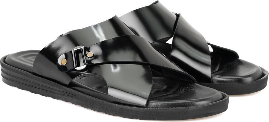 DESA Muiltje Leer Zwart Mannen Schoenpunt: Nez ouvert