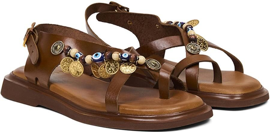 DESA Sandalen Leer Bruin Vrouwen Schoenpunt: Nez rond