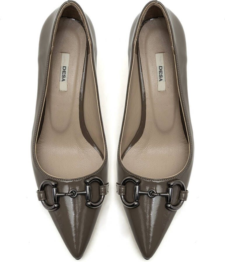 DESA Hakken Leer Beige Vrouwen Schoenpunt: Nez pointu