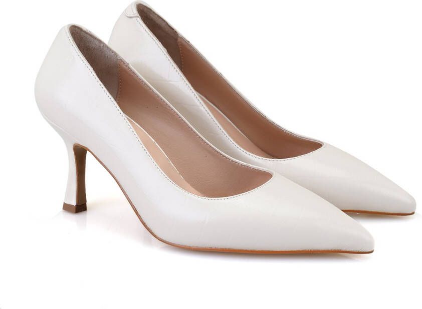 DESA Hakken Leer Beige Vrouwen Schoenpunt: Puntige