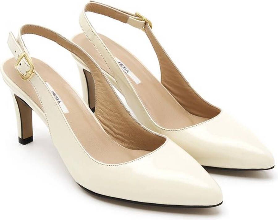 DESA Hakken Leer Beige Vrouwen Schoenpunt: Nez rond