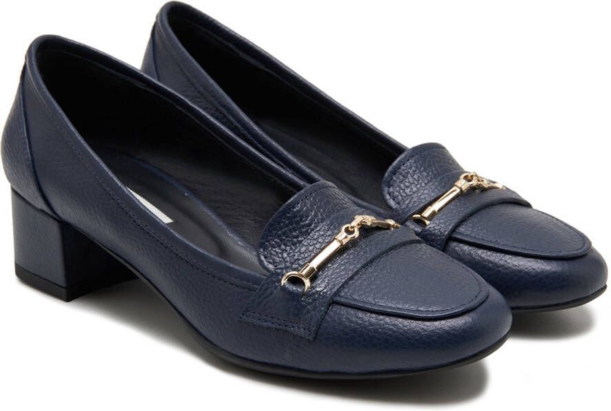 DESA Hakken Leer Marineblauw Vrouwen Schoenpunt: Nez rond
