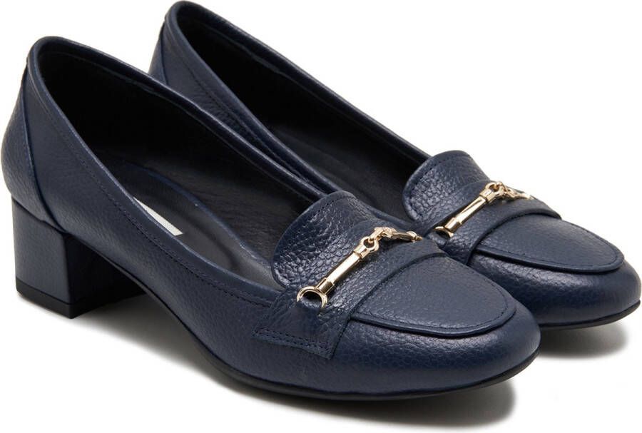 DESA Hakken Leer Marineblauw Vrouwen Schoenpunt: Nez rond