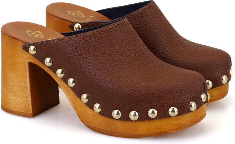 DESA Pantoffels Canvas Bruin Vrouwen Schoenpunt: Ronde