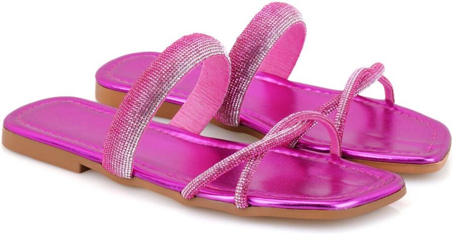 DESA Pantoffels Imitatieleer Roze Vrouwen Schoenpunt: Vierkante