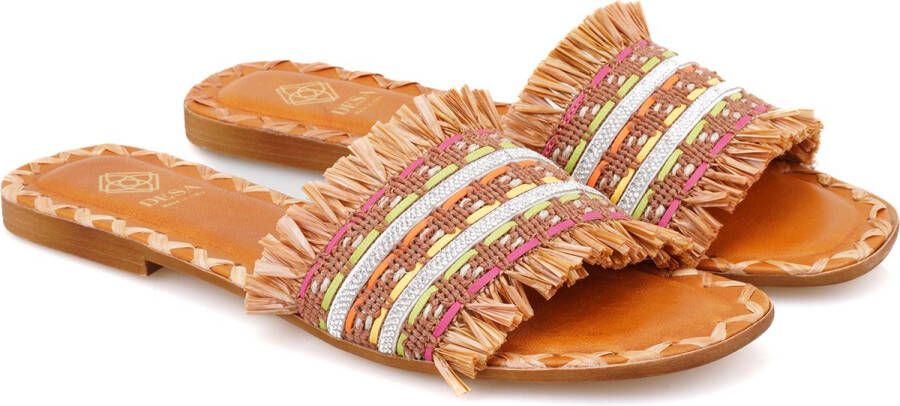 DESA Pantoffels Canvas Bruin Vrouwen Schoenpunt: Open
