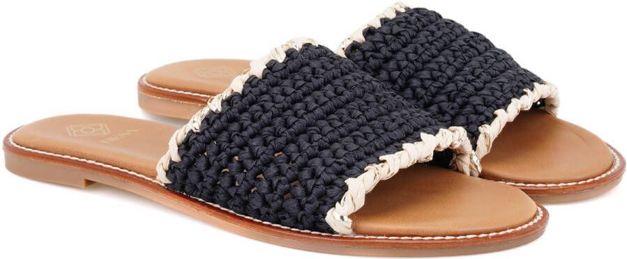 DESA Pantoffels Canvas Zwart Vrouwen Schoenpunt: Open