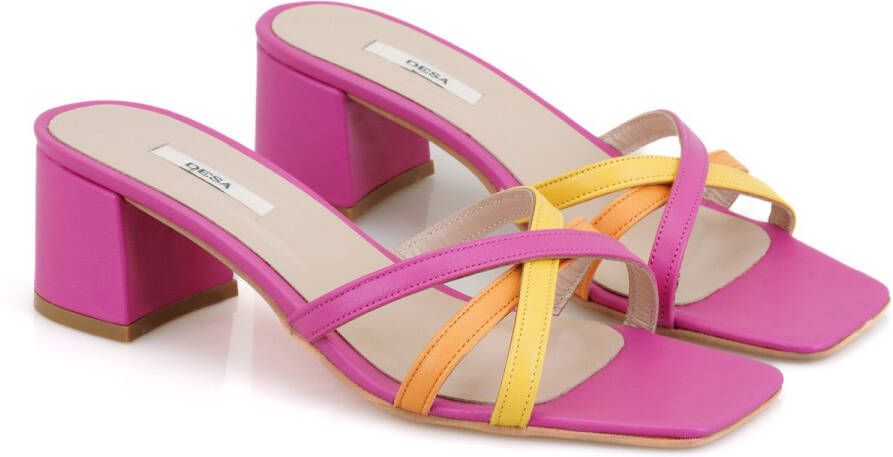 DESA Pantoffels Leer Multicolor Vrouwen Schoenpunt: Vierkante