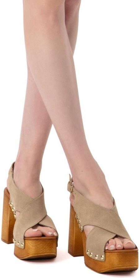DESA Sandalen Leer Beige Vrouwen Schoenpunt: Nez ouvert
