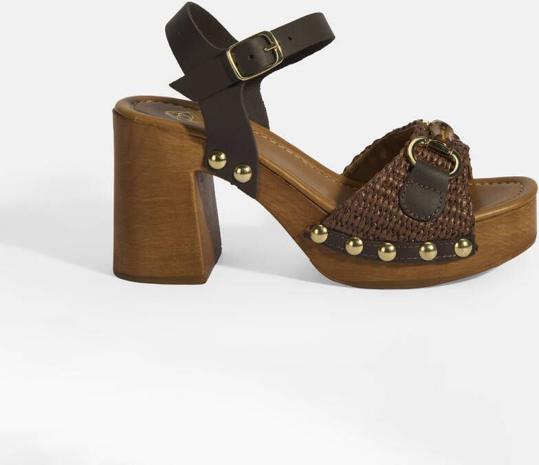DESA Sandalen Leer Bruin Vrouwen Schoenpunt: Nez ouvert
