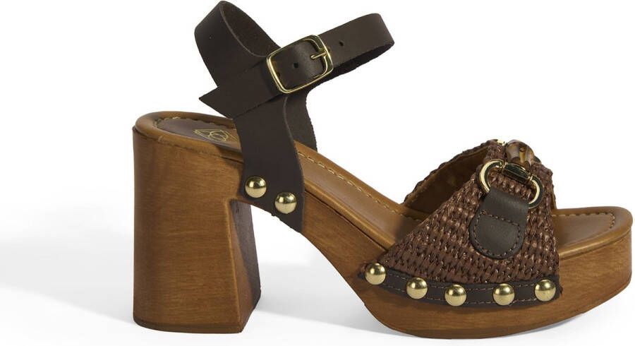 DESA Sandalen Leer Bruin Vrouwen Schoenpunt: Nez ouvert