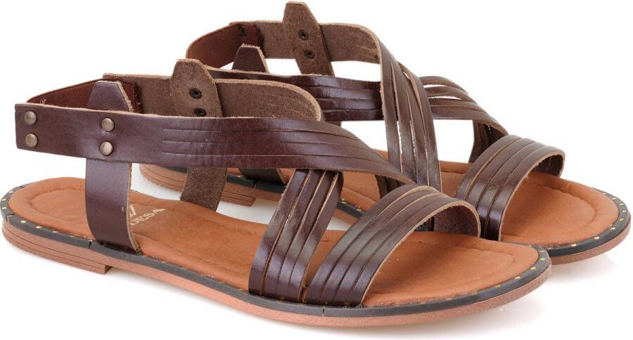 DESA Sandalen Leer Bruin Vrouwen Schoenpunt: Nez ouvert